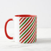 feestelijke kerststrepen, rood en groen; mok (Links)