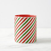 feestelijke kerststrepen, rood en groen; mok (Midden)