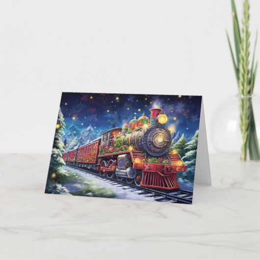 Feestelijke kersttrein feestdagen kaart (Voorkant)