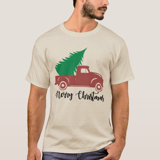 feestelijke kersttruck en boom t-shirt (Voorkant)