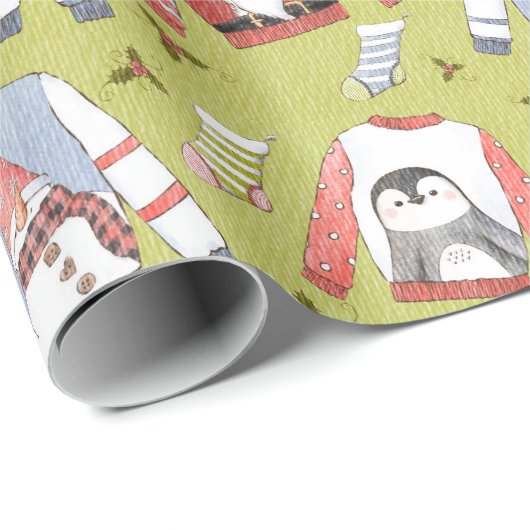 Feestelijke kersttruien en -kousen cadeaupapier (Rol Hoek)