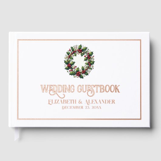 Feestelijke kerstvakantie bruiloft gastenboek (Voorkant)