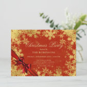 Feestelijke Kerstvakantie Goud & Rood Lint Kaart (Staand voorkant)