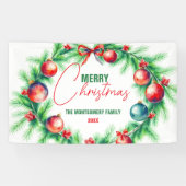 Feestelijke Kerstvakantie Krans Papier Placemat Spandoek (Horizontaal)