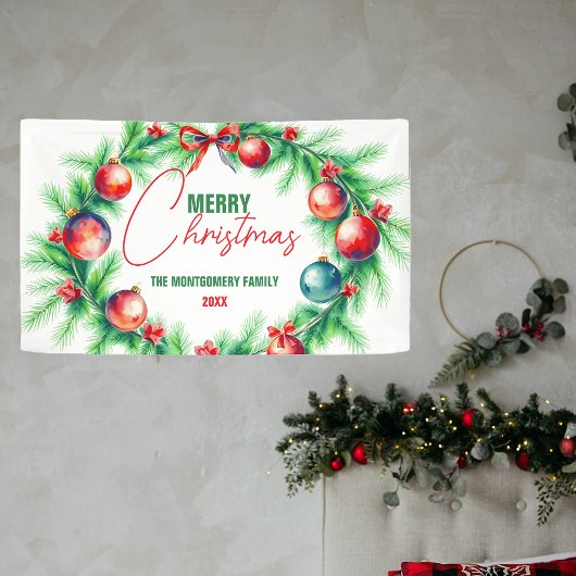 Feestelijke Kerstvakantie Krans Papier Placemat Spandoek