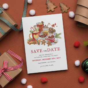 Feestelijke Kerstvakantie Theepartij Save the Date Feestdagenkaart
