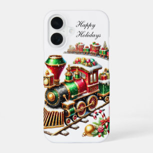 Feestelijke Kerstvakantie trein aanpasbaar iPhone 16 Hoesje