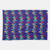 Feestelijke kerstverlichting op blauw theedoek (Horizontaal)