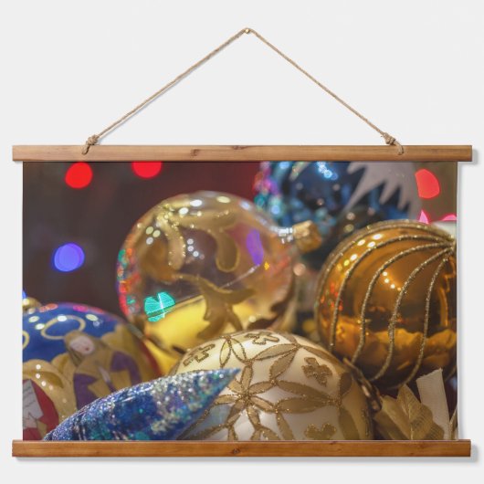 Feestelijke kerstversiering close-up hangend wandkleed (Voorkant)