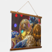 Feestelijke kerstversiering close-up hangend wandkleed (Gebogen)