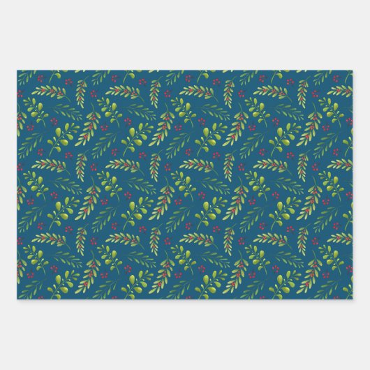 Feestelijke kerstversiering en takken Waterverf Inpakpapier Vel (Voorkant 2)