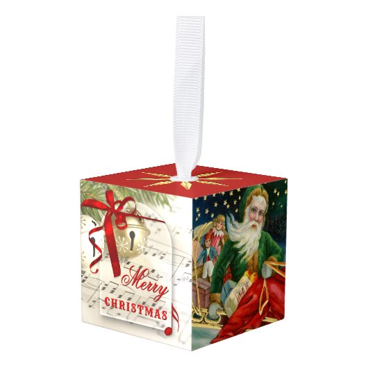  feestelijke kerstversiering kubus ornament (Voorkant hoekig)