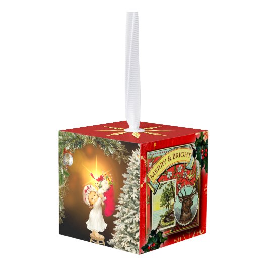  feestelijke kerstversiering kubus ornament (Achter hoekig)