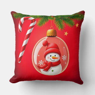 Feestelijke kerstversiering met sneeuwman kussen
