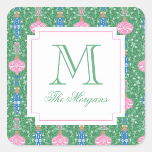 Feestelijke Kerstversiering Monogram Cadeau Vierkante Sticker