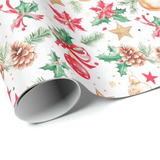 feestelijke kerstversieringen cadeaupapier (Rol Hoek)