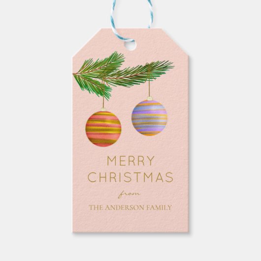 Feestelijke kerstversieringen gepersonaliseerd cadeaulabel (Voorkant)