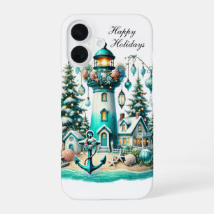 Feestelijke Kerstvuurtoren Vakantie aanpasbaar  iPhone 16 Hoesje
