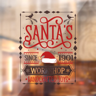 Feestelijke kerstwinkel Santa's workshop Raamsticker