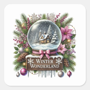 Feestelijke Kerstwonder Wonderland Vierkante Sticker