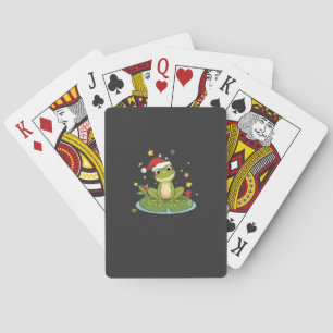 Feestelijke Kikker Kring - Cute Kerst Kikker op Wa Pokerkaarten
