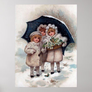 feestelijke kinder kerstfeestdag poster