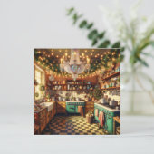 Feestelijke Kitsch Retro Keuken Kerst Kaart (Staand voorkant)