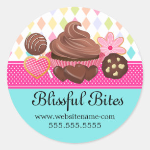 Feestelijke Kleurrijke Cupcake Cake Poppen Cookies Ronde Sticker