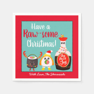 Feestelijke kleurrijke Kawaii Sushi Roll Kerstfees Servet