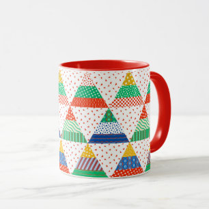 Feestelijke Kleurrijke Patchwork Kerst Driehoeken Mok