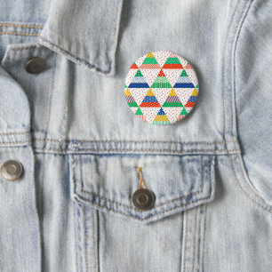 Feestelijke Kleurrijke Patchwork Kerst Driehoeken Ronde Button 5,7 Cm