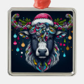 Feestelijke Koe Metalen Ornament (Voorkant)