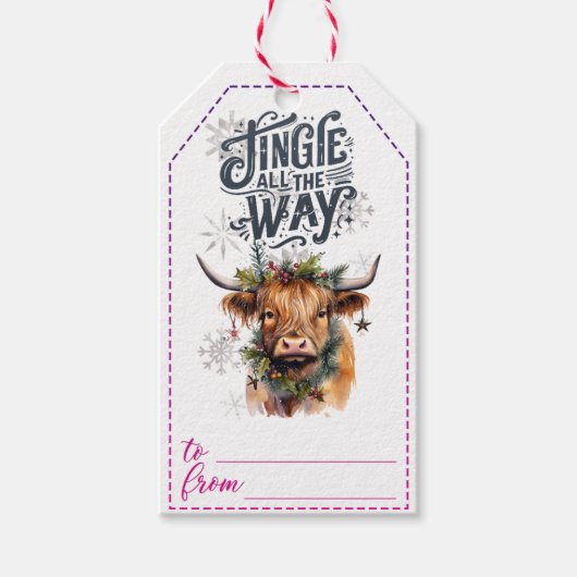 Feestelijke koe ontwerp Kerst labels Cadeaulabel (Voorkant)