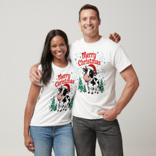 Feestelijke Koe Vrolijk Kerstfeest T-shirt