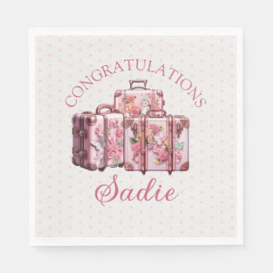 Feestelijke Koffer College Roze Felicitaties Servet