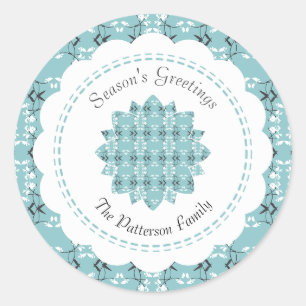 Feestelijke Koninklijke Botanische Robins Ei Blauw Ronde Sticker
