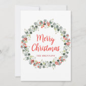 Feestelijke krans groen Kerstmis Foto Feestdagenkaart (Voorkant)