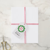 Feestelijke krans Vrolijke Kerstmis Aangepaste Naa Cadeaulabel (Met Touw)