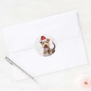Feestelijke Lakeland Terrier Woof Word Art Christm Ronde Sticker
