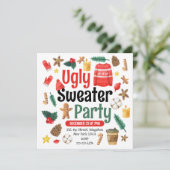 Feestelijke Lelijke Sweater Party Waterverf Kaart (Staand voorkant)
