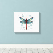 Feestelijke libel gloed canvas afdruk (Insitu (Houten vloer))