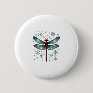 Feestelijke libel gloed ronde button 5,7 cm