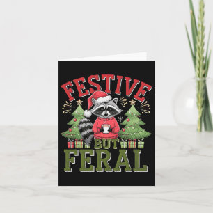 Feestelijke maar wilde wasbeer Kerstman Fun Anim Kaart