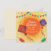 Feestelijke Makar Sankranti paarse vlieger Kaart (Voorkant / Achterkant)