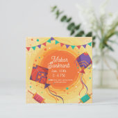 Feestelijke Makar Sankranti paarse vlieger Kaart (Staand voorkant)