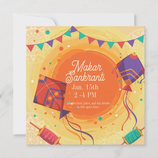 Feestelijke Makar Sankranti paarse vlieger Kaart (Voorkant)