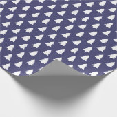 Feestelijke marineblauw-witte kerstboompatroon cadeaupapier (Hoek)