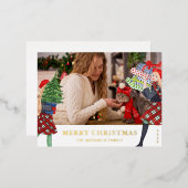 Feestelijke meisjes Kerstillustratie foto Folie Feestdagen Briefkaart (Voorkant / Achterkant)