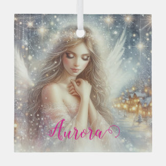 Feestelijke meisjesachtige aquarel etherische vors glas ornament