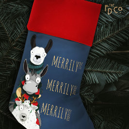 Feestelijke "Merrily" Grappige Schaap Ezel Llama B Kerstsok